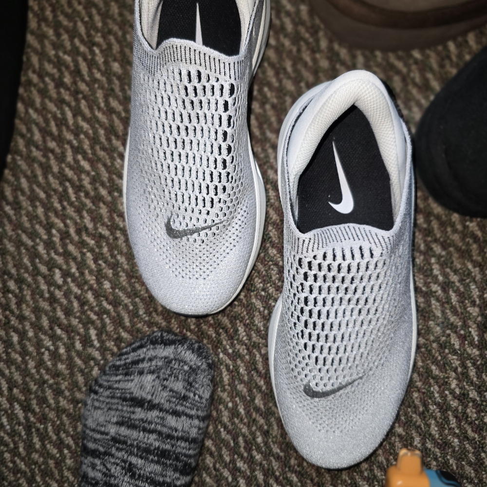 Nike White and Gray Slip-On Sneakers
